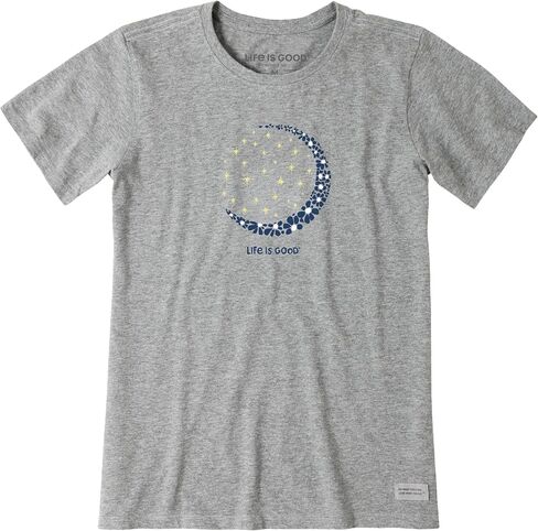 Life is Good Women's Crusher Tee Shirt, Short Sleeve Cotton Graphic T-Shirts, Crescent Moon Daisies in Kuwait