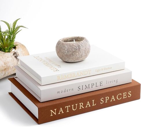 XL Decorative Books for Home Decor – Premium Linen Coffee Table Books with Hidden Storage, Faux Book Set for Living Room, Bookshelf & Shelf Styling (Beige-Brown) in Saudi Arabia