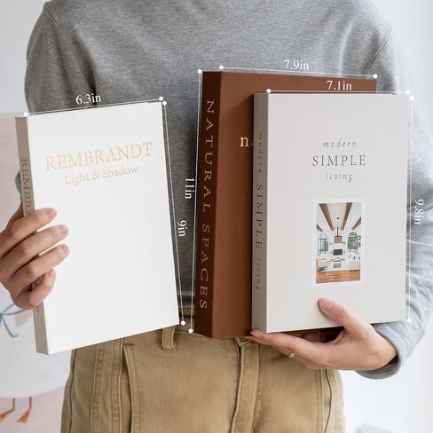 XL Decorative Books for Home Decor – Premium Linen Coffee Table Books with Hidden Storage, Faux Book Set for Living Room, Bookshelf & Shelf Styling (Beige-Brown) in Saudi Arabia