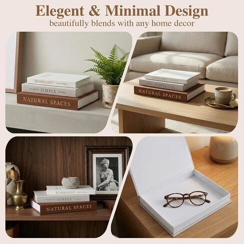 XL Decorative Books for Home Decor – Premium Linen Coffee Table Books with Hidden Storage, Faux Book Set for Living Room, Bookshelf & Shelf Styling (Beige-Brown) in Saudi Arabia