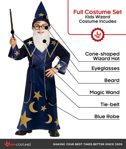 Morph Wizard Costume Kids, Boys Wizard Costume, Toddler Sorcerer Costumes, Boys Halloween Costume in Saudi Arabia