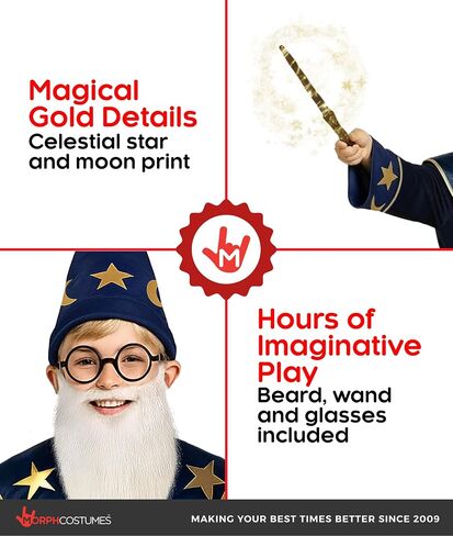 Morph Wizard Costume Kids, Boys Wizard Costume, Toddler Sorcerer Costumes, Boys Halloween Costume in Saudi Arabia