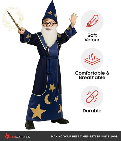 Morph Wizard Costume Kids, Boys Wizard Costume, Toddler Sorcerer Costumes, Boys Halloween Costume in Saudi Arabia