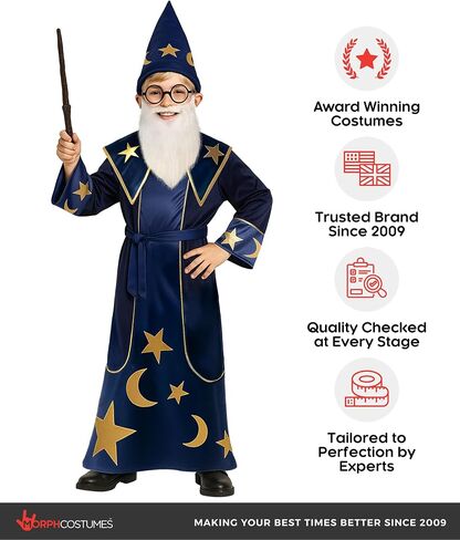 Morph Wizard Costume Kids, Boys Wizard Costume, Toddler Sorcerer Costumes, Boys Halloween Costume in Saudi Arabia
