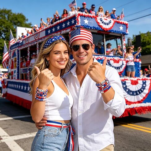 250 Anniversary USA Merchandise 4th of July Bracelet for Women Men Red White and Blue Stretch Bracelets Patriotic Bracelets Jewelry for Independence Day in Saudi Arabia