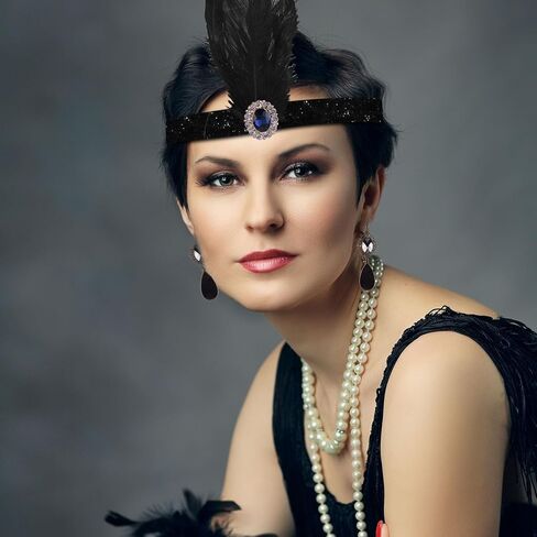 MIAHART 8 قطع 1920s Flapper Great Gatsby إكسسوارات مجموعة أزياء 20's Theme مع قفازات سوداء قلادة Barcelet للنساء in Kuwait