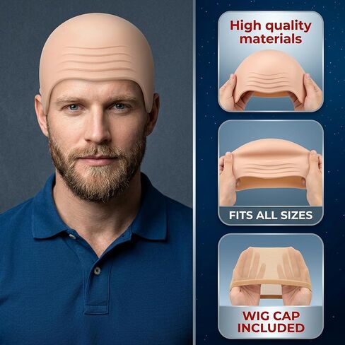 Complete 8-Piece Set with Skin Nets and Sunglasses, Bald Cap, Celebrity Costume, Durable Silicone Materials for Costume Parties and Performances in Saudi Arabia