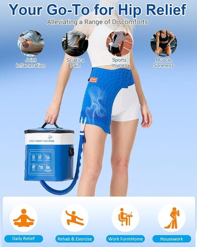 Cold Therapy Machine for Hip, 15.8Qt Large Ice Machine with Temp Display & Pressure Regulator, Cryotherapy Leak-Proof Hip-Specific Wrap, Whisper-Quiet Pump & 4 Timer Settings in Saudi Arabia