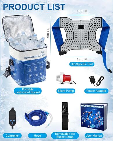 Cold Therapy Machine for Hip, 15.8Qt Large Ice Machine with Temp Display & Pressure Regulator, Cryotherapy Leak-Proof Hip-Specific Wrap, Whisper-Quiet Pump & 4 Timer Settings in Saudi Arabia