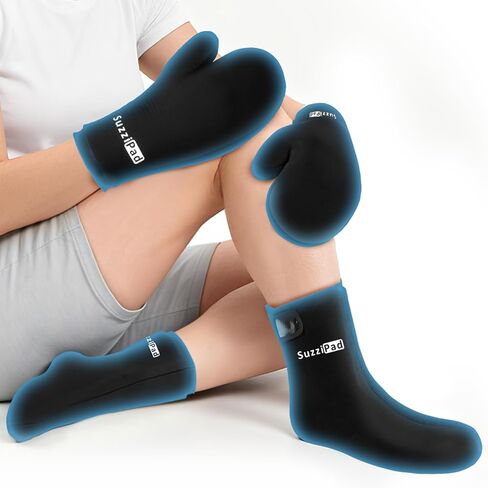 SuzziPad Cold Therapy Socks & Gloves for Tired, Achy Hands and Feet, Swelling, Numbness & Burning Relief, Reusable Hand & Foot Ice Wrap Compression for Plantar Fasciitis, Arthritis, Chemo Relief, L in Saudi Arabia