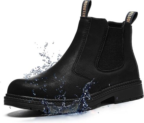 KELODON Waterproof Steel Toe Work Boots for Men-6 Inch Water Resistant Slip On Mens Work Boots,Lightweight Kevlar Non Slip Safety Shoes for Construction in Saudi Arabia
