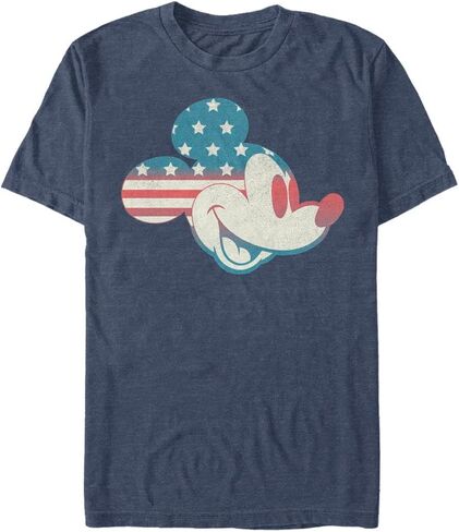 Disney Big & Tall Classic Mickey Americana Flag Fill Men's Tops Short Sleeve Tee Shirt in Saudi Arabia
