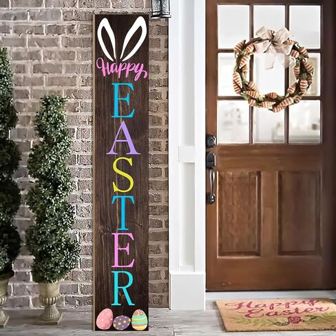 Easter Vertical Porch Sign for Welcome Front Door Rustic Tall Welcome sign for Front Porch Standing Farmhouse Door Porch Decoration 47.2" H in Saudi Arabia