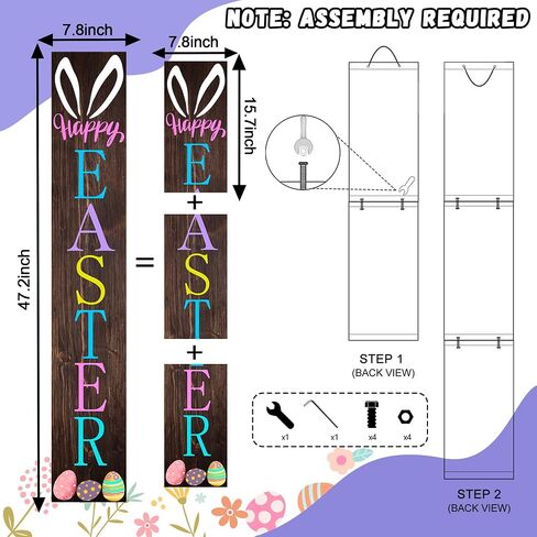 Easter Vertical Porch Sign for Welcome Front Door Rustic Tall Welcome sign for Front Porch Standing Farmhouse Door Porch Decoration 47.2" H in Saudi Arabia