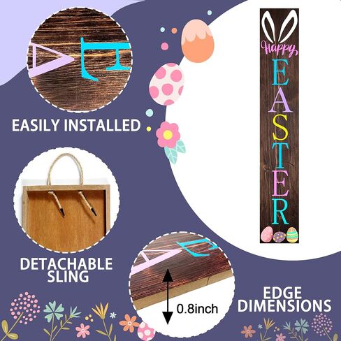 Easter Vertical Porch Sign for Welcome Front Door Rustic Tall Welcome sign for Front Porch Standing Farmhouse Door Porch Decoration 47.2" H in Saudi Arabia
