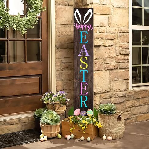 Easter Vertical Porch Sign for Welcome Front Door Rustic Tall Welcome sign for Front Porch Standing Farmhouse Door Porch Decoration 47.2" H in Saudi Arabia
