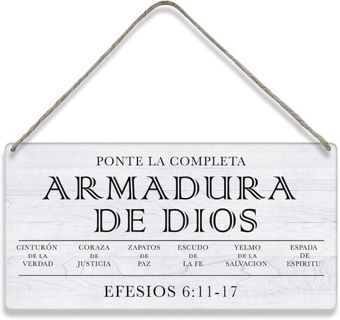 Bible Verse Home Wall Decor La Armadura De Dios Efesios 611 Scripture Signs Rustic Hanging Wall Plaque Wooden Christian Religious Sign 5x10 Inch in Saudi Arabia
