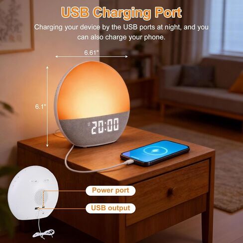 Sunrise Alarm Clock, White Noise Sound Machine, Gentle Alarm Clocks for Bedrooms, Natural Linen, 24 Soothing Sounds, 17 Night Lights, Dimmable Clock, Dual-Alarm for Heavy Sleepers in Saudi Arabia
