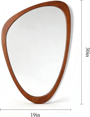 Ferytange Asymmetrical Wall Mirror, Wood Frame Decorative Mirror for Living Room Bedroom Entryway, Modern Irregular Unique Wall Art, Mid Century Modern Home Decor 30" H x 19" W in Saudi Arabia