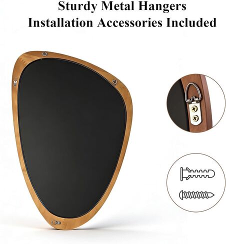Ferytange Asymmetrical Wall Mirror, Wood Frame Decorative Mirror for Living Room Bedroom Entryway, Modern Irregular Unique Wall Art, Mid Century Modern Home Decor 30" H x 19" W in Saudi Arabia