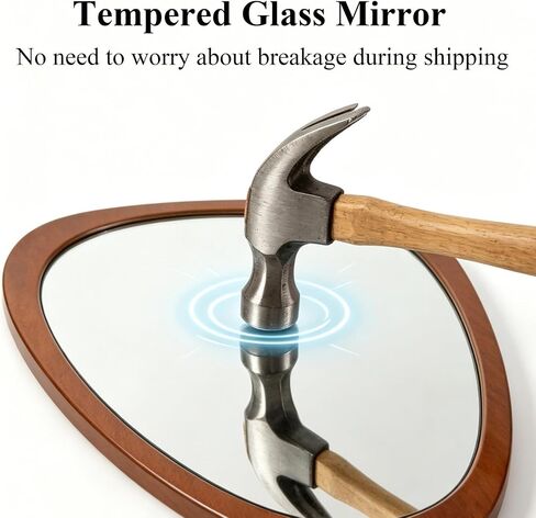 Ferytange Asymmetrical Wall Mirror, Wood Frame Decorative Mirror for Living Room Bedroom Entryway, Modern Irregular Unique Wall Art, Mid Century Modern Home Decor 30" H x 19" W in Saudi Arabia