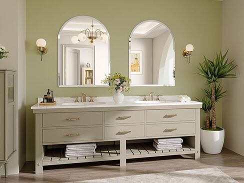 Frameless Arch Mirror, 24"x36" Bathroom Vanity Arched Mirrors with Beveled Edge, Decorative Arch Wall Mirrors for Bedroom, Entryway, Living Room in Saudi Arabia