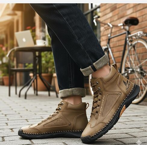 Boots for Men Women,Salkin Comfortable Handmade Leather Shoes,Waterproof Non-Slip Boots Width w/Arch Support for Outdoor Hiking Trekking Daily Wear in Kuwait