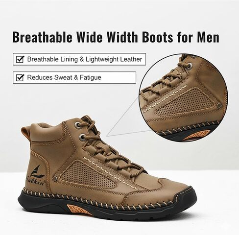 Boots for Men Women,Salkin Comfortable Handmade Leather Shoes,Waterproof Non-Slip Boots Width w/Arch Support for Outdoor Hiking Trekking Daily Wear in Kuwait