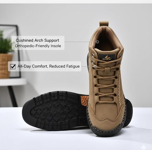 Boots for Men Women,Salkin Comfortable Handmade Leather Shoes,Waterproof Non-Slip Boots Width w/Arch Support for Outdoor Hiking Trekking Daily Wear in Kuwait