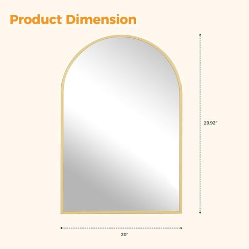 NEWBULIG 22"x30" Arched Wall Mirror, Bathroom Mirrors for Over Sink, Gold|Matte Metal Framed Vanity Mirror with Tempered Glass, Entryway, Living Room, Bedroom in Saudi Arabia