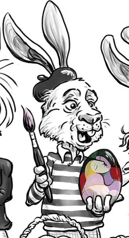 رسوم متحركة/رسوم توضيحية لفناني بيض عيد الفصح موقعة من الفنان، ورق الكتان الثقيل من ساوثوورث in Kuwait