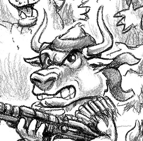 Bull 'n Bear Rambo Style Stock Market Cartoon Signed by Artist Print, Southworth Heavy Linen Paper in Kuwait