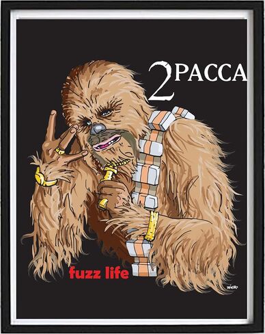 2Pacca - روح الدعابة للحياة الزغبية بتوقيع الفنان، وبساط عالي الجودة وإطار، هدية رائعة لمحبي توباك شاكور وحرب النجوم in Kuwait