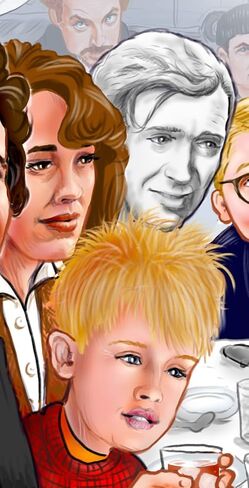 رسم توضيحي لشخصيات Rockwell Christmas Classic Mashup، مؤطر وموقع من الخشب عالي الجودة in Kuwait