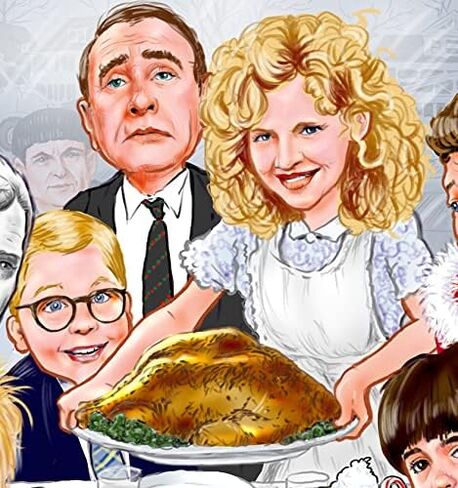 رسم توضيحي لشخصيات Rockwell Christmas Classic Mashup، مؤطر وموقع من الخشب عالي الجودة in Kuwait