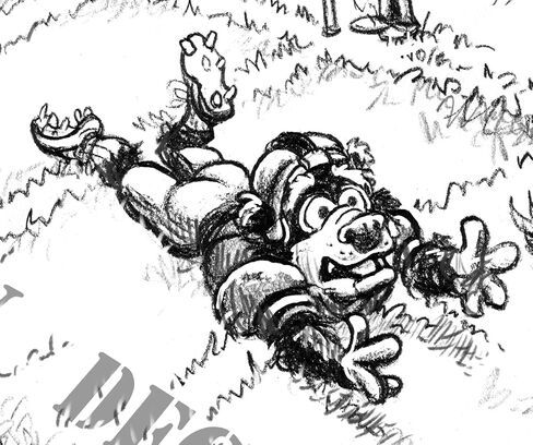 Bull 'n Bear Touchdown Stock Market Cartoon Matted, Quality Wood Framed and Signed in Kuwait