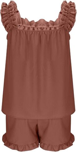 Pajamas For Women Set Summer 2 Piece Ruffle Pj Soft Tank Top And Shorts Sleepwear Sets Cute Bridesmaid Pajamas in Kuwait