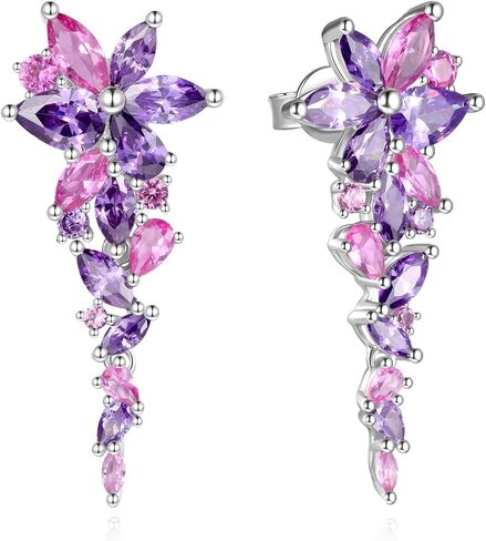 FANCIME Wisteria Whisper Jewelry Collection White Gold Plated Sterling Silver Multiple Gemstone Cuts Earrings Bracelet Necklace Birthday Wedding Party Prom Graduation Mothers Day Gifts for Women Wife Her in Kuwait