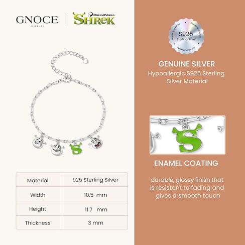 GNOCE Shrek Quirky Expression Bracelet for Her, S925 Sterling Silver Bracelet for Women Fit Bracelet, Halloween Mother's Day Jewelry in Kuwait