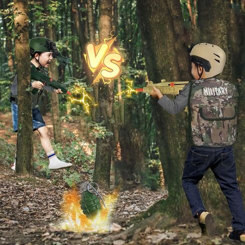 20 Piece Army Costume for Kids, Soldier Military Dress up for Boys 3-10, Kids Army Gear Role Play, Halloween Costume Camouflage Set with Vest, Camo Gloves, Helmet, Halloween Christmas Gift for Kids in Saudi Arabia