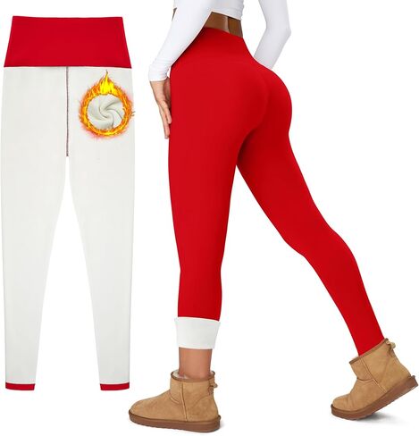 Women's Thick Fleece Lined Leggings High Waisted Tummy Control Thermal Warm Soft Yoga Pants for Cold Winter in Saudi Arabia