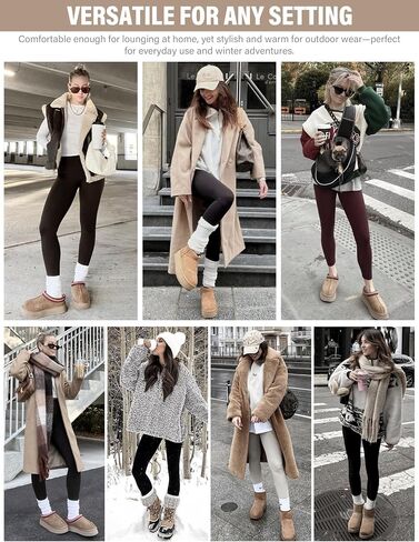 Women's Thick Fleece Lined Leggings High Waisted Tummy Control Thermal Warm Soft Yoga Pants for Cold Winter in Saudi Arabia