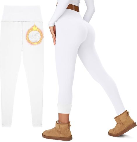 Women's Thick Fleece Lined Leggings High Waisted Tummy Control Thermal Warm Soft Yoga Pants for Cold Winter in Saudi Arabia