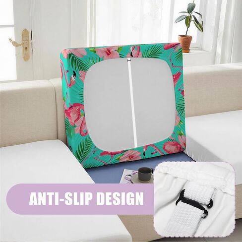 ANNA QUEEN Small Tropical Flamingo Couch Cushion Covers Sofa Slipcovers, Floral Sofa Covers Washable for Cushion Couch, Stretch Pattern Outdoor Cushion Covers for Patio Furniture with Elastic Bottom in Saudi Arabia