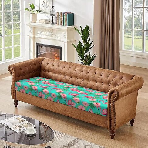 ANNA QUEEN Small Tropical Flamingo Couch Cushion Covers Sofa Slipcovers, Floral Sofa Covers Washable for Cushion Couch, Stretch Pattern Outdoor Cushion Covers for Patio Furniture with Elastic Bottom in Saudi Arabia