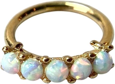1 Bendable Five Prong Set Opals 316L Surgical Steel Hoop Nose/Cartilage Ring - Body Jewelry in Kuwait