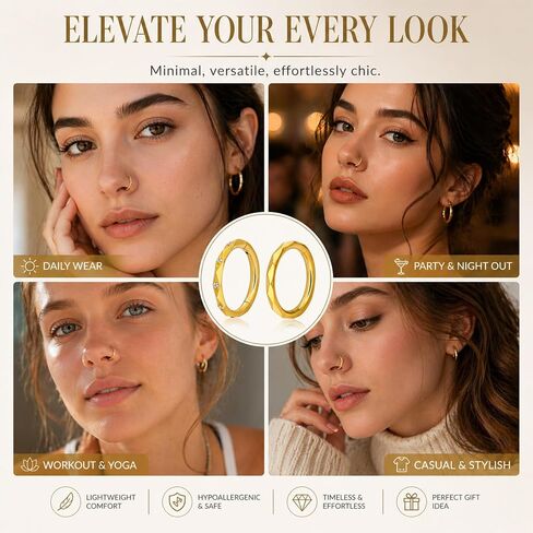 2Pcs 16G Titanium Nose Ring Hoop Clicker for Women Men, CZ Diamond Paved Nose Rings Hoop, Hinged Segment Septum Cartilage Earrings, Small Hoop 8mm, Hypoallergenic in Saudi Arabia