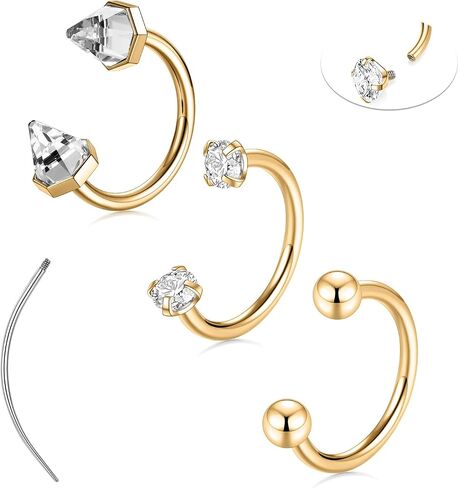 FUNLMO Horseshoe Nose Ring Septum Rings Daith Helix Conch Rook Tragus Cartilage Piercing Jewelry Lip Rings G23 Titanium Septum Jewelry in Kuwait