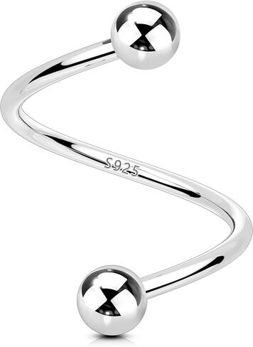 OUFER 18G أقراط الغضروف للنساء والرجال 925 الفضة الصلبة الأقراط تويست قابل للتعديل، تصميم رأس كروي كلاسيكي الفص الحلزون ثقب المجوهرات، الأذن ترصيع المجوهرات Labret الشفاه ثقب المجوهرات in Kuwait