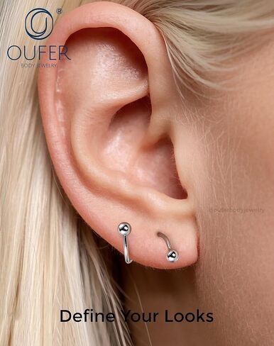 OUFER 18G أقراط الغضروف للنساء والرجال 925 الفضة الصلبة الأقراط تويست قابل للتعديل، تصميم رأس كروي كلاسيكي الفص الحلزون ثقب المجوهرات، الأذن ترصيع المجوهرات Labret الشفاه ثقب المجوهرات in Kuwait